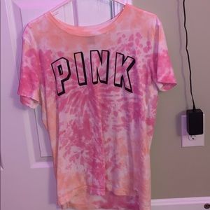 PINK Campus short sleeve tie-dye t-shirr